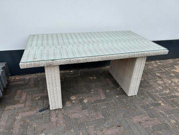 Wicker Tuintafel met glazen blad 80x145 beschikbaar voor biedingen