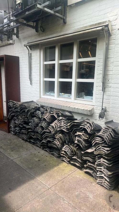 Grijze dakpannen., Doe-het-zelf en Verbouw, Dakpannen en Dakbedekking, Gebruikt, Dakpannen, Steen of Klei, Grijs, 15 m² of meer