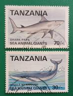 Tanzania 2 pzs sea animal giants, Postzegels en Munten, Postzegels | Afrika, Verzenden, Tanzania, Gestempeld