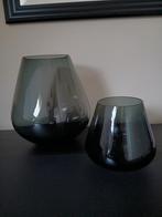 Tasman glazen. Hoogte klein 13 cm en hoogte groot 22 cm, Huis en Inrichting, Woonaccessoires | Vazen, Ophalen, Overige kleuren