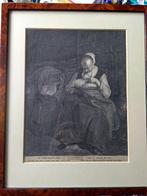 Prent van vrouw met kind aan de borst, Verzamelen, Foto's en Prenten, Gebruikt, Ophalen of Verzenden, Voor 1940