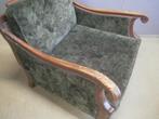1950 vintage fauteuil met donkere gevlamde groene stof, Ophalen, Overige materialen, Gebruikt, Klassiek en groot