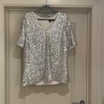 Ladress pailletten Top of Blouse zilver wit roze maat L, Verzenden, Wit, Maat 42/44 (L), Zo goed als nieuw