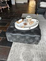 Rivièra Maison poef antraciet pellini leer 85x85, Ophalen, Vierkant, Leer, 75 tot 100 cm