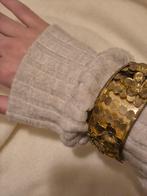 Gouden vintage bangle met bloemen, Ophalen of Verzenden, Gebruikt, Goud, Goud