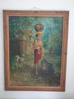 Balinees schilderij - olieverf op doek, Ophalen of Verzenden