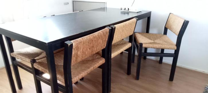 eetkamerstoelen, Huis en Inrichting, Stoelen, Gebruikt, Vijf, Zes of meer stoelen, Hout, Riet of Rotan, Zwart, Ophalen