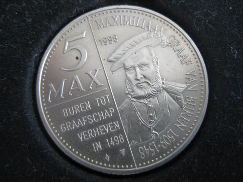 munt 5 max - Maximiliaan Graaf van Buren in originele doos, Postzegels en Munten, Munten | Nederland, Losse munt, Euro's, Ophalen of Verzenden
