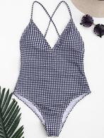 Zwarte witte geruite monokini badpak dames vrouwen, Kleding | Dames, Badmode en Zwemkleding, Verzenden, Nieuw, Badpak