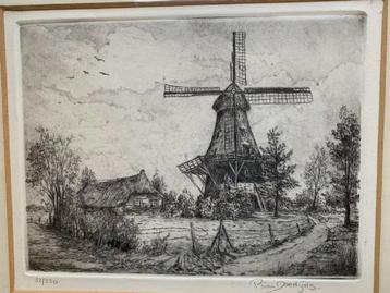 Zicht op molen - ets van Rian Doedijns nr. 32/250 beschikbaar voor biedingen