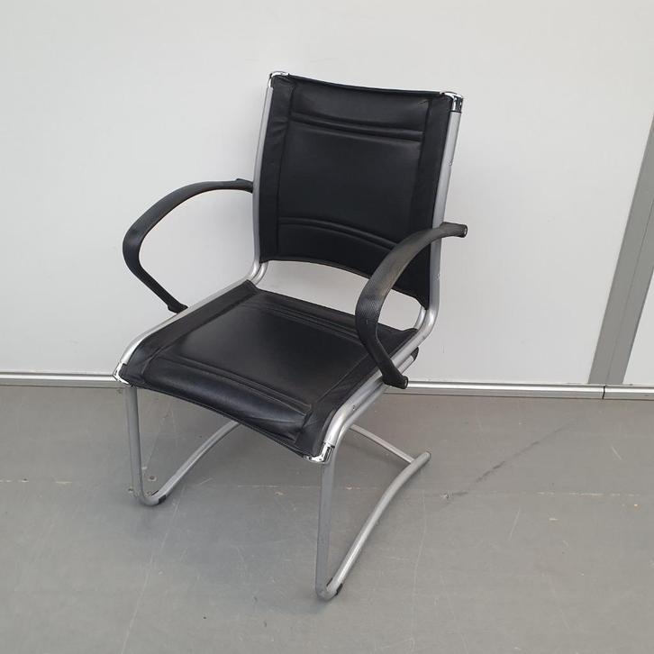 Set 2x Kantoorstoel zwarte skai vergaderstoel sledeframe, Huis en Inrichting, Stoelen, Nieuw, Twee, Zwart, Ophalen of Verzenden