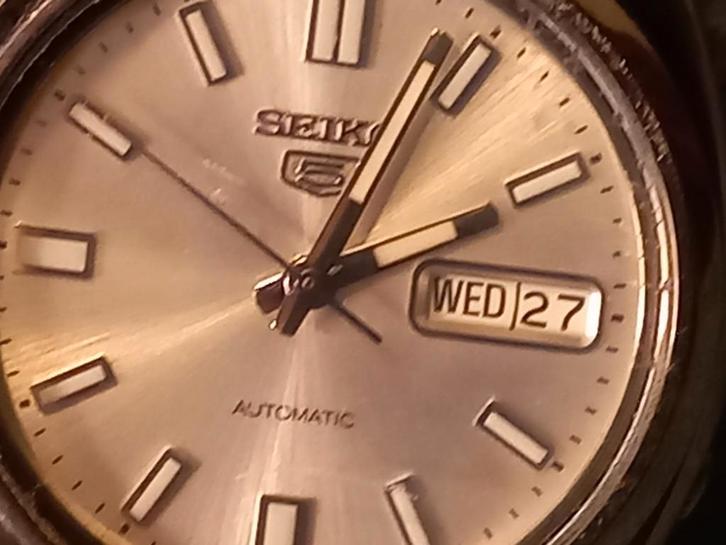Seiko automaat dag datum, Sieraden, Tassen en Uiterlijk, Horloges | Antiek, Seiko, Staal, 1960 of later, Ophalen of Verzenden