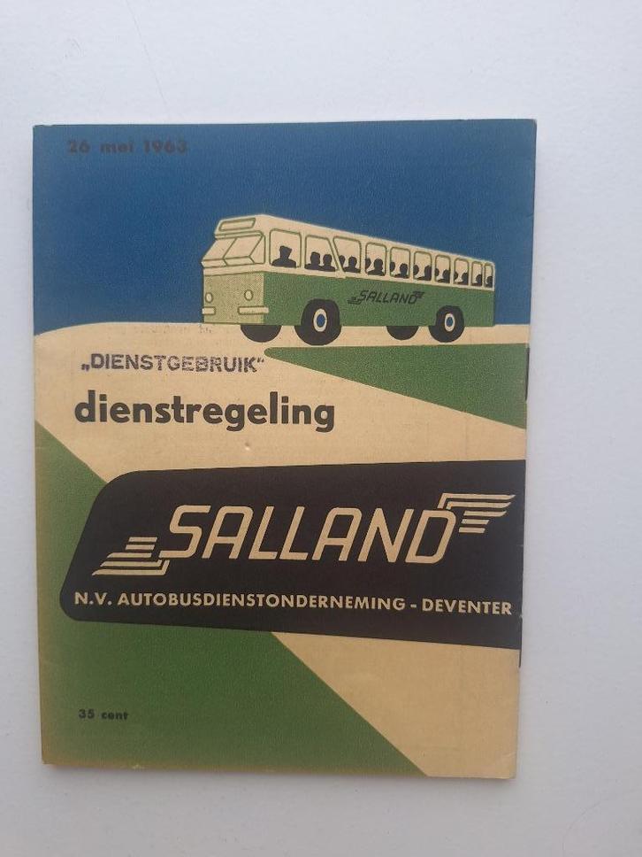 SALLAND DEVENTER LIJNDIENSTEN DIENSTREGELING  26 MEI 1963, Verzamelen, Spoorwegen en Tramwegen, Zo goed als nieuw, Bus of Metro