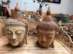 Boeddha hoofd massief teakhout handwerk houtsnijwerk Bali, Huis en Inrichting, Nieuw, Ophalen of Verzenden