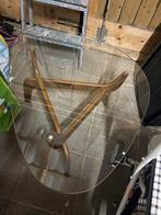 Retro Salontafel met Glasplaat, Minder dan 50 cm, Ovaal, 50 tot 100 cm, Ophalen of Verzenden