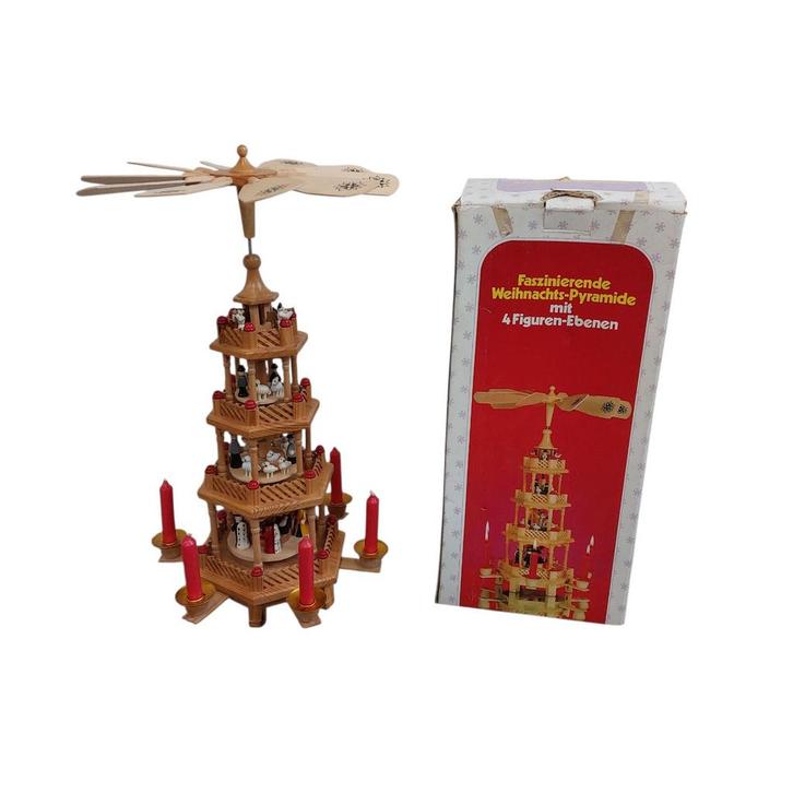 Traditionele kerstpiramide met doos, 4 verdiepingen, Diversen, Kerst, Gebruikt, Ophalen of Verzenden