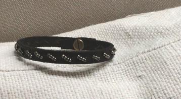 Stoere zwarte leren armband, nieuw beschikbaar voor biedingen