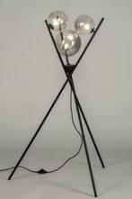 vloerlamp zwart rookglas bol tripod tafel hoekbank bank lamp, Nieuw, Ophalen of Verzenden