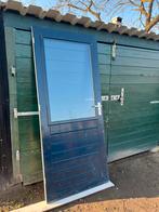 Houten buitendeur met thermopane glas en slot, Ophalen, Gebruikt, 80 tot 100 cm, 200 tot 215 cm