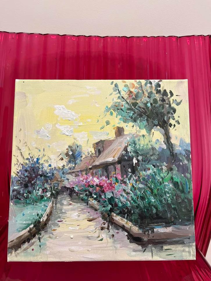 Acrylic painting on canvas (29*29cm), Antiek en Kunst, Kunst | Schilderijen | Klassiek, Ophalen of Verzenden