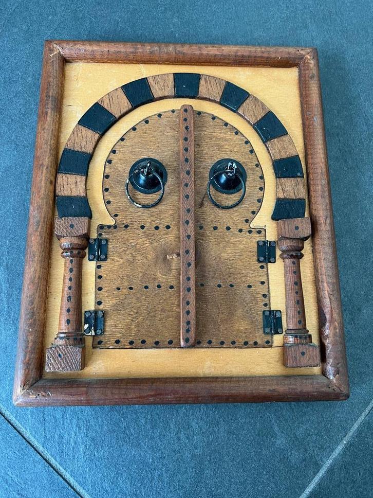 Marokkaanse handwerk spiegel hout handbeschilderd oosters, Huis en Inrichting, Woonaccessoires | Spiegels, Zo goed als nieuw, Minder dan 50 cm