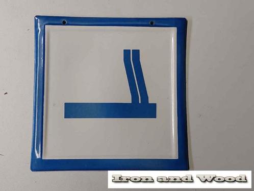 Oud blauw wit emaille bord roken / sigaret afm 24 x 24 cm, Verzamelen, Merken en Reclamevoorwerpen, Gebruikt, Reclamebord, Ophalen of Verzenden