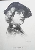 Oude litho met een zelfportret van Rembrandt 1928, Ophalen of Verzenden