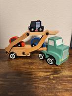 Houten auto met oplegger en 3 auto’s, Kinderen en Baby's, Speelgoed | Houten speelgoed, Ophalen of Verzenden, Gebruikt