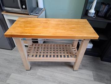 Stevige houten keukentafel / werkbank te koop – 120x52x90 cm beschikbaar voor biedingen