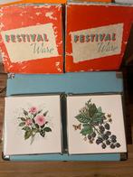 Twee Vintage Mettlach Tegels met houders en oude doosjes, Ophalen