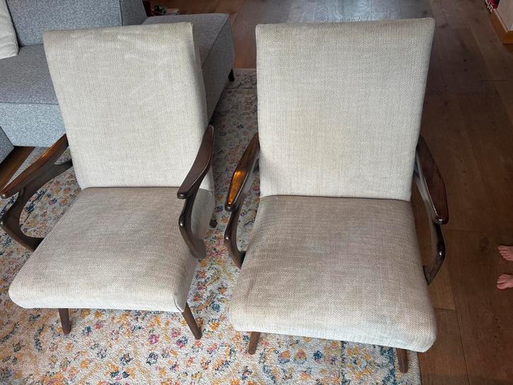 Twee vintage Deense fauteuils - Pastoe stijl, Huis en Inrichting, Stoelen, Gebruikt, Twee, Hout, Overige kleuren, Ophalen of Verzenden