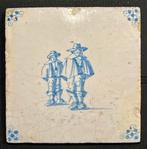 Tegel Delfts blauw met 2 edelmannen, 1650-1700. Geen breuken, Verzenden