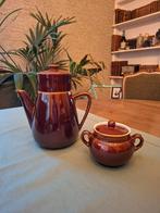 Vintage bruine koffiepot en suikerpot Boch, Ophalen of Verzenden