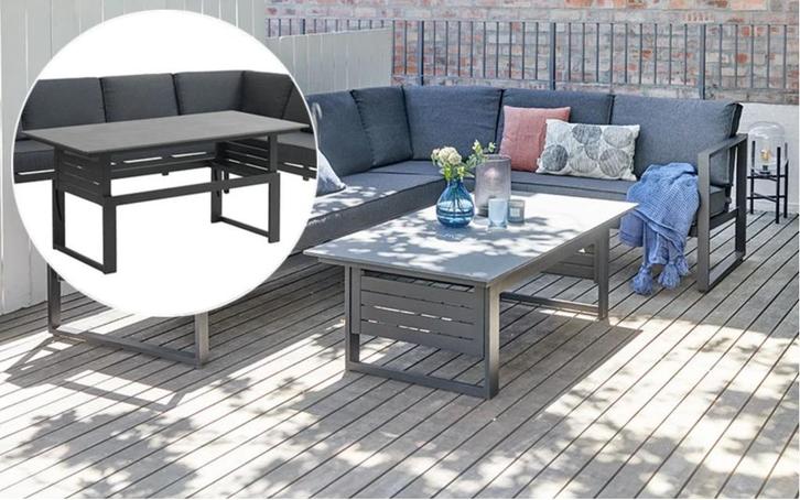 Loungeset Vonge 6-persoons zwart, Tuin en Terras, Tuinsets en Loungesets, Zo goed als nieuw, Loungeset, Aluminium, 6 zitplaatsen