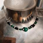 Mooie nieuwe zilveren ketting,Malachiet,Onyx,Agaat,zilver, Sieraden, Tassen en Uiterlijk, Kettingen, Nieuw, Ophalen of Verzenden