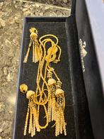 Swarovski Gouden Ketting en Oorbellen Set, Ophalen of Verzenden, Zo goed als nieuw, Goud, Met kristal