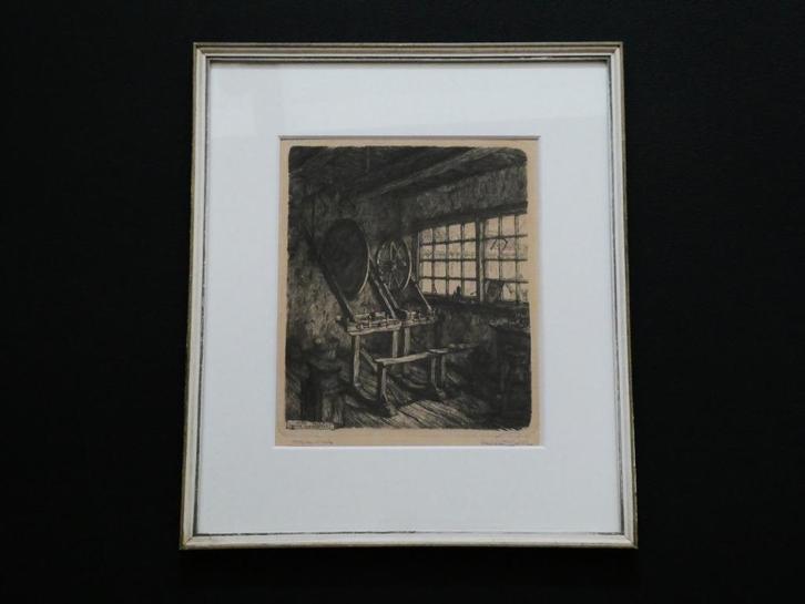 Anton Pieck ets Friesche Klokkenmakery Joure 1920 gesigneerd, Antiek en Kunst, Kunst | Etsen en Gravures, Ophalen of Verzenden