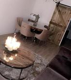 Eettafel glas + 5 stoelen + salontafel set, Huis en Inrichting, Ophalen, Gebruikt, 100 tot 150 cm, Rond