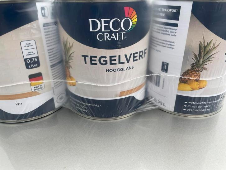 Tegelverf DecoCraft hoogglans wit, Doe-het-zelf en Verbouw, Verf, Beits en Lak, Nieuw, Lak, Minder dan 5 liter, Wit, Ophalen