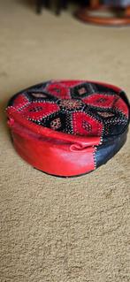 Leren poef - Ø40cm, H10cm, Ophalen