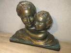 Groen goud art deco beeld moeder met kind borstbeeld, Ophalen of Verzenden, Gebruikt, Mens