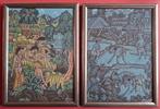 Originele Balinese schilderijen (set van 2) handgeschilderd, Antiek en Kunst, Kunst | Niet-Westerse kunst, Ophalen of Verzenden