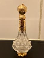 Parfumflesje met Voet Kristal 14 Karaat Goud Stopper 11cm, Ophalen of Verzenden, Gebruikt, Miniatuur