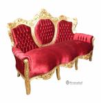 Set / 5 delig barok bankstel met 4 stoelen antiek rood goud, Antiek en Kunst, Antiek | Meubels | Stoelen en Banken, Ophalen of Verzenden