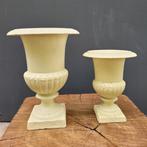 Brocante gietijzeren bloempot vaas creme wit in 2 grootte, Tuin en Terras, Tuinvazen, Verzenden, Zo goed als nieuw