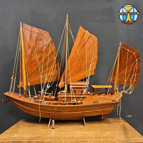 Groot houten model zeilboot Halong Jonk boot Vietnam (L90cm), Hobby en Vrije tijd, Modelbouw | Boten en Schepen, Zo goed als nieuw