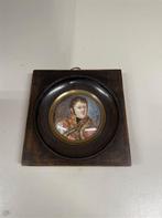 Antiek miniatuurportret van een huzaar, Ophalen of Verzenden