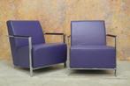 ZGANieuw paarse leren Harvink Alowa design fauteuil!, Huis en Inrichting, Design, Metaal, 75 tot 100 cm, Zo goed als nieuw