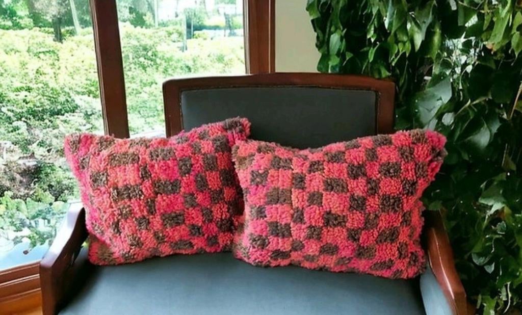 Berber vintage kussen, checkered pattern sierkussen set, Huis en Inrichting, Woonaccessoires | Kussens, Ophalen of Verzenden, Vierkant