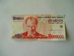 1723. Turkije, 10.000.000 lirasi 1970(1984-2002) UNC Atatürk, Verzenden, Midden-Oosten, Los biljet